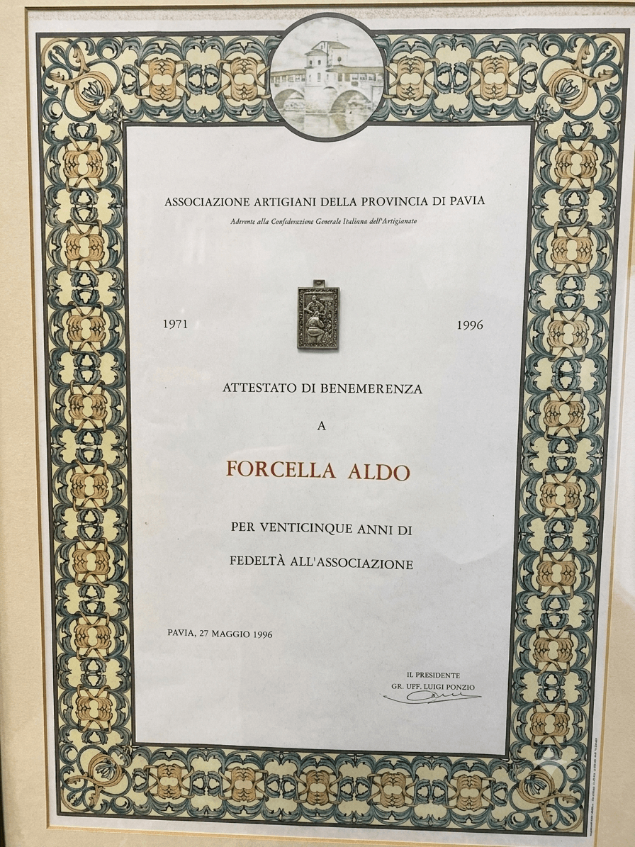 attestato di benemerenza Forcella Aldo